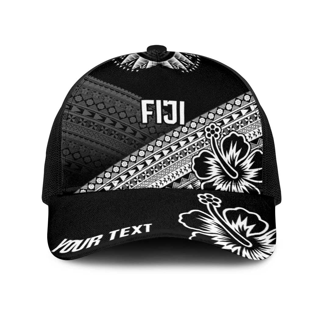 Personalised Rugby Fiji Mesh Trucker Cap Black Traditional Masi Inspired LT9 One Size Black Black - Polynesian Pride