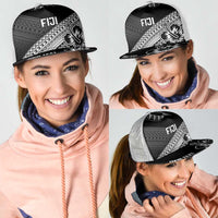 Personalised Rugby Fiji Mesh Trucker Cap Black Traditional Masi Inspired LT9 - Polynesian Pride