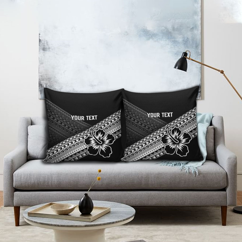 Custom Rugby Fiji Pillow Cover Black Traditional Masi Inspired LT9 - Polynesian Pride