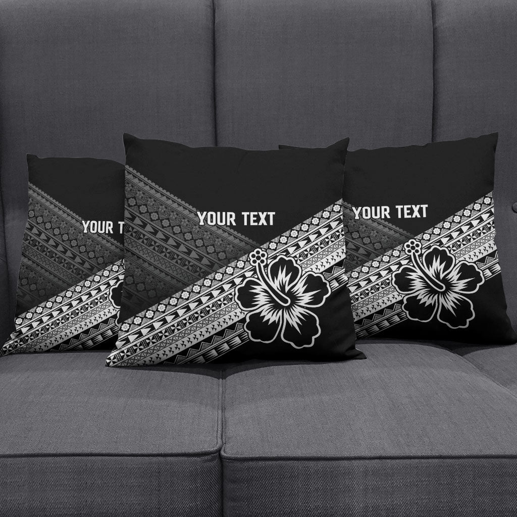 Custom Rugby Fiji Pillow Cover Black Traditional Masi Inspired LT9 - Polynesian Pride