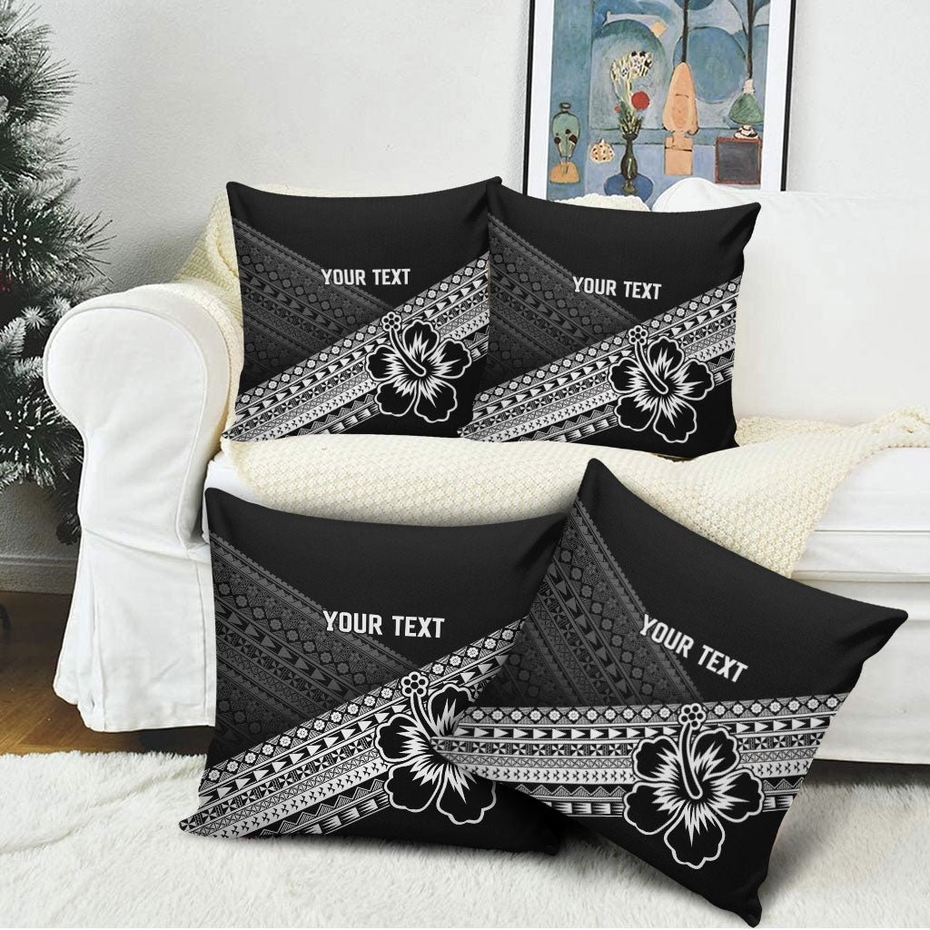 Custom Rugby Fiji Pillow Cover Black Traditional Masi Inspired LT9 - Polynesian Pride