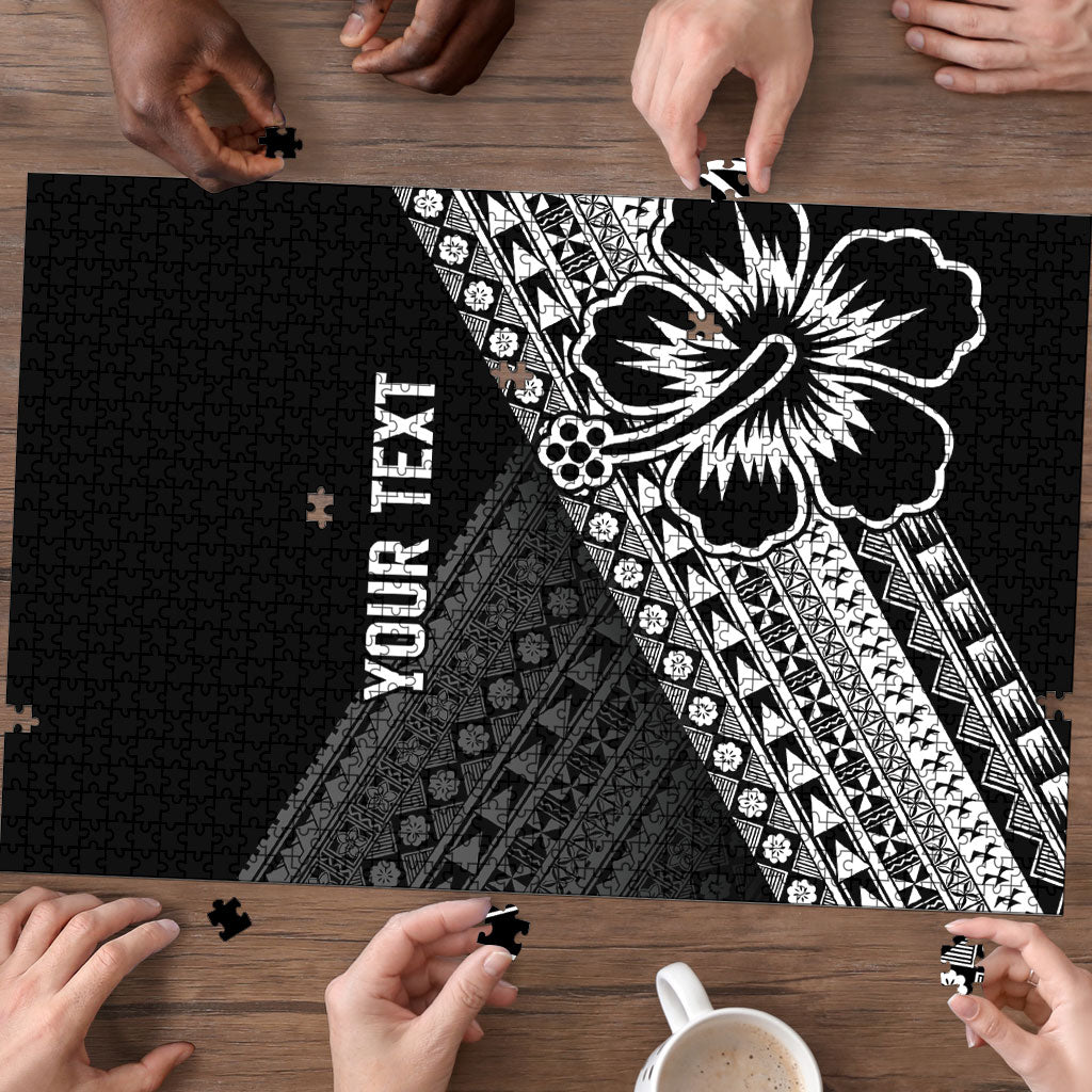 Custom Rugby Fiji Puzzle Black Traditional Masi Inspired LT9 - Polynesian Pride