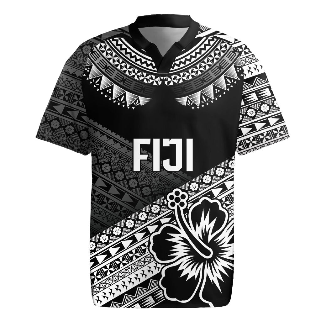 Custom Rugby Fiji Rugby Jersey Black Traditional Masi Inspired LT9 Black - Polynesian Pride