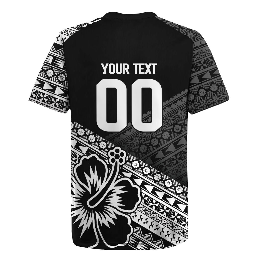 Custom Rugby Fiji Rugby Jersey Black Traditional Masi Inspired LT9 - Polynesian Pride