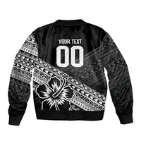 Custom Rugby Fiji Sleeve Zip Bomber Jacket Black Traditional Masi Inspired LT9 - Polynesian Pride