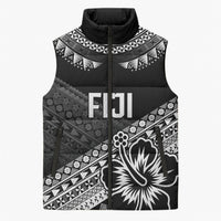 Custom Rugby Fiji Sleeveless Puffer Jacket Black Traditional Masi Inspired LT9 Unisex Black - Polynesian Pride
