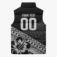 Custom Rugby Fiji Sleeveless Puffer Jacket Black Traditional Masi Inspired LT9 - Polynesian Pride
