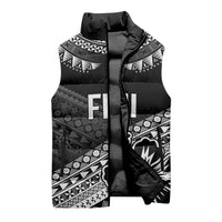 Custom Rugby Fiji Sleeveless Puffer Jacket Black Traditional Masi Inspired LT9 - Polynesian Pride