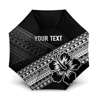 Custom Rugby Fiji Umbrella Black Traditional Masi Inspired LT9 One Size Folded 11.42 inch Opened Diameter 37.4 inch Black - Polynesian Pride