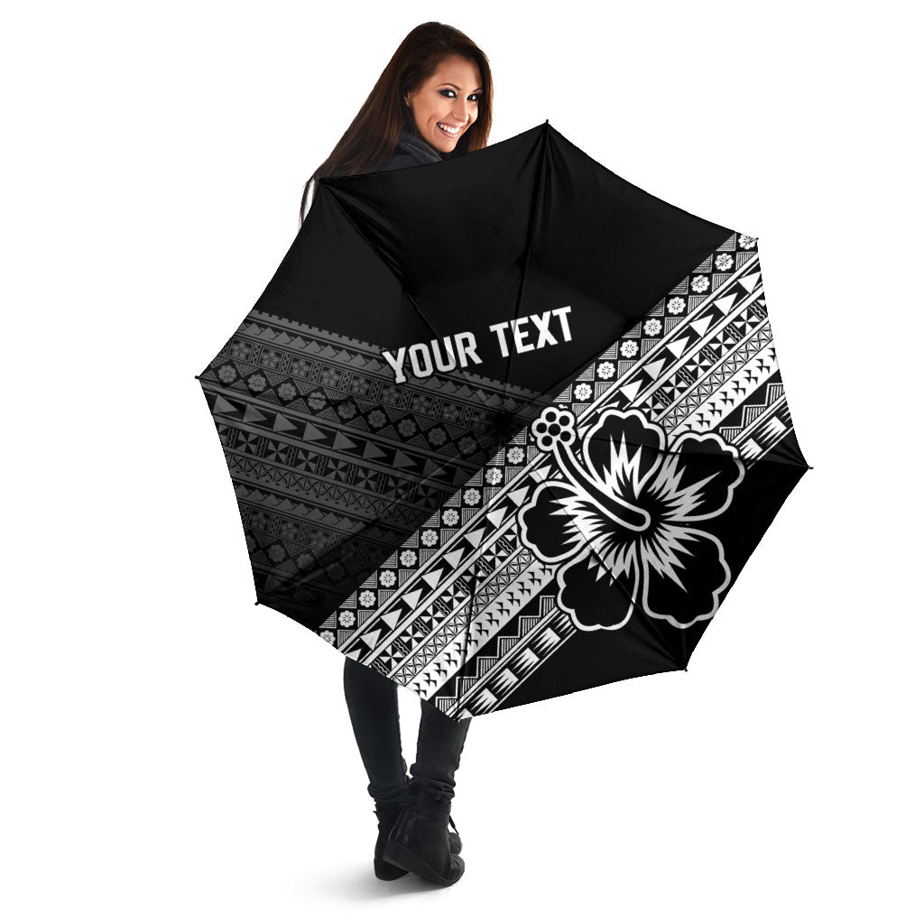 Custom Rugby Fiji Umbrella Black Traditional Masi Inspired LT9 - Polynesian Pride