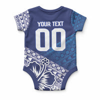 Custom Rugby Fiji Baby Onesie Blue Traditional Masi Inspired LT9 - Polynesian Pride