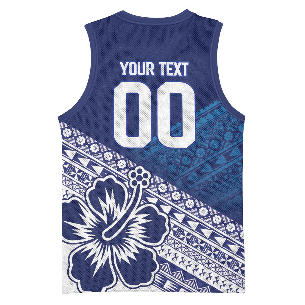 Custom Rugby Fiji Basketball Jersey Blue Traditional Masi Inspired LT9 - Polynesian Pride