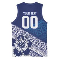 Custom Rugby Fiji Basketball Jersey Blue Traditional Masi Inspired LT9 - Polynesian Pride