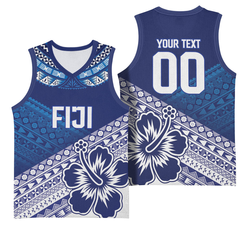 Custom Rugby Fiji Basketball Jersey Blue Traditional Masi Inspired LT9 - Polynesian Pride