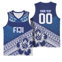 Custom Rugby Fiji Basketball Jersey Blue Traditional Masi Inspired LT9 - Polynesian Pride