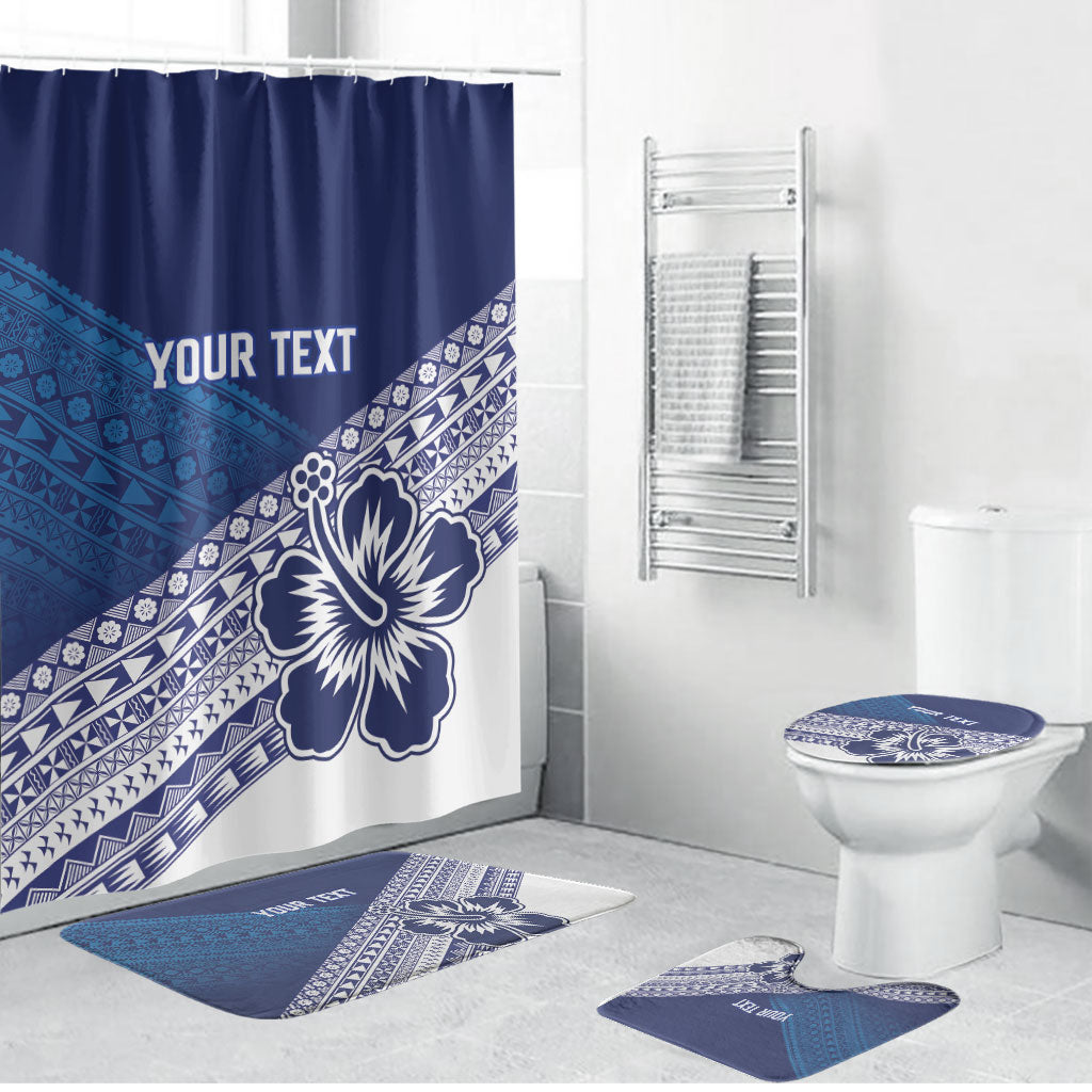 Custom Rugby Fiji Bathroom Set Blue Traditional Masi Inspired LT9 Bathroom Set (4 pcs) Blue - Polynesian Pride