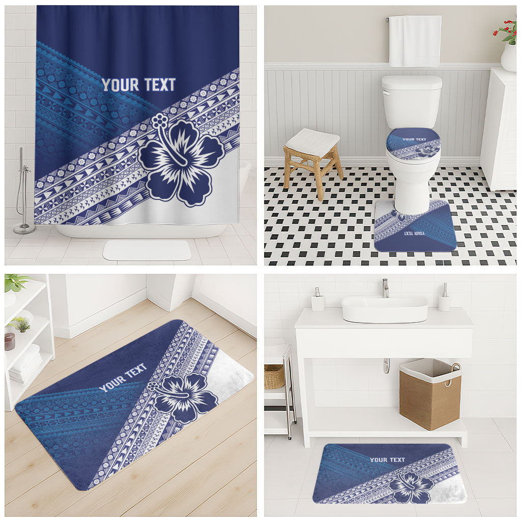 Custom Rugby Fiji Bathroom Set Blue Traditional Masi Inspired LT9 - Polynesian Pride