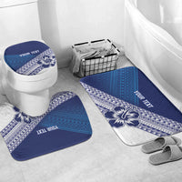 Custom Rugby Fiji Bathroom Set Blue Traditional Masi Inspired LT9 Mat Set Only (3 pcs) One Size Blue - Polynesian Pride