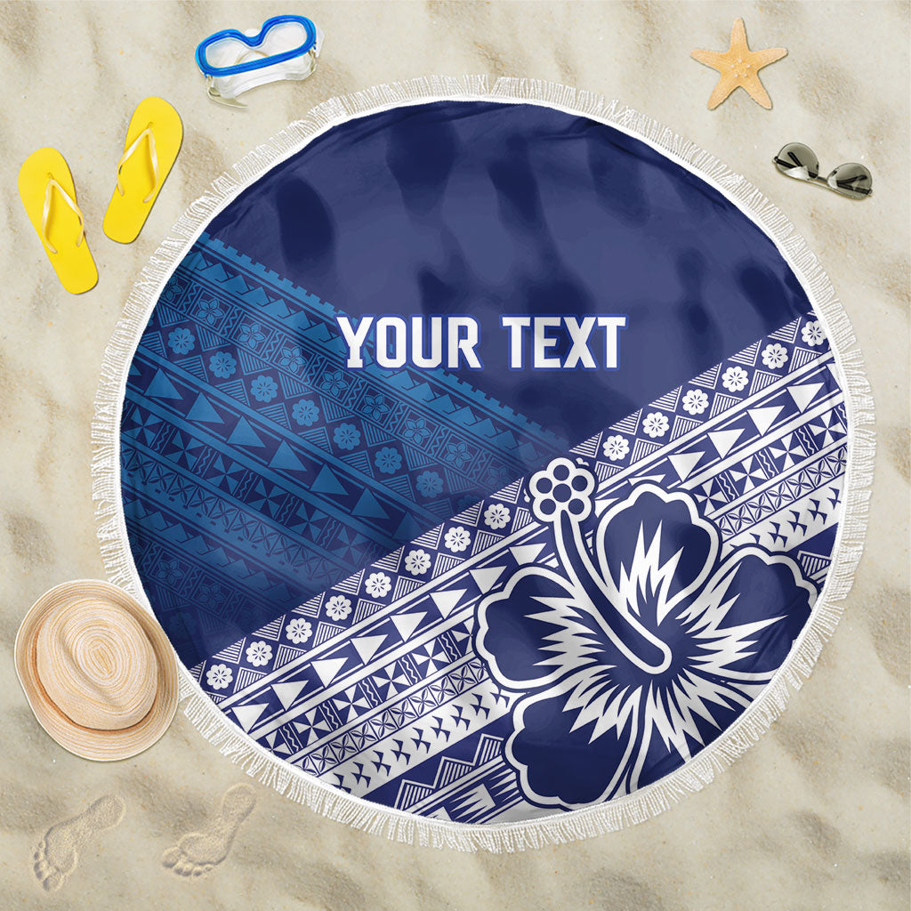 Custom Rugby Fiji Beach Blanket Blue Traditional Masi Inspired LT9 One Size 150cm Blue - Polynesian Pride