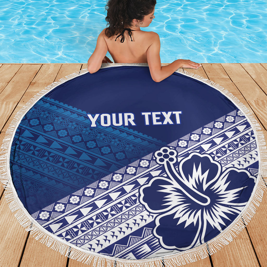 Custom Rugby Fiji Beach Blanket Blue Traditional Masi Inspired LT9 - Polynesian Pride