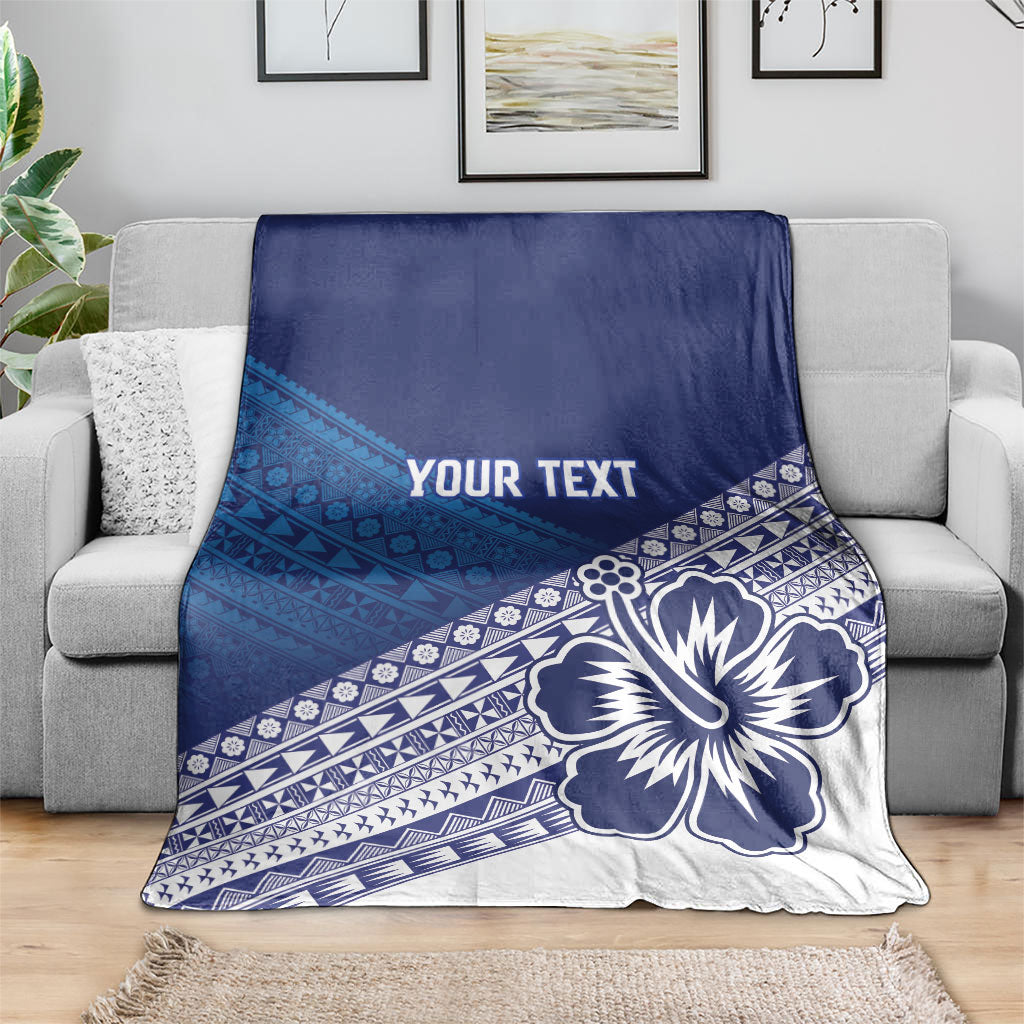 Custom Rugby Fiji Blanket Blue Traditional Masi Inspired LT9 - Polynesian Pride