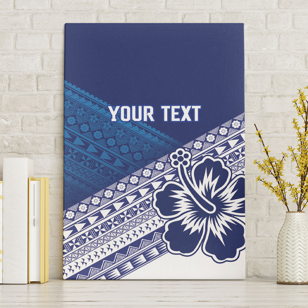 Custom Rugby Fiji Canvas Wall Art Blue Traditional Masi Inspired LT9 Without Frame Blue - Polynesian Pride