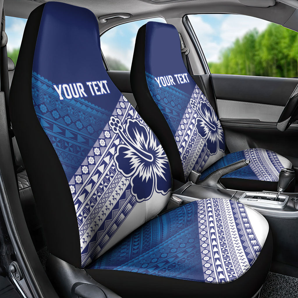 Custom Rugby Fiji Car Seat Cover Blue Traditional Masi Inspired LT9 - Polynesian Pride