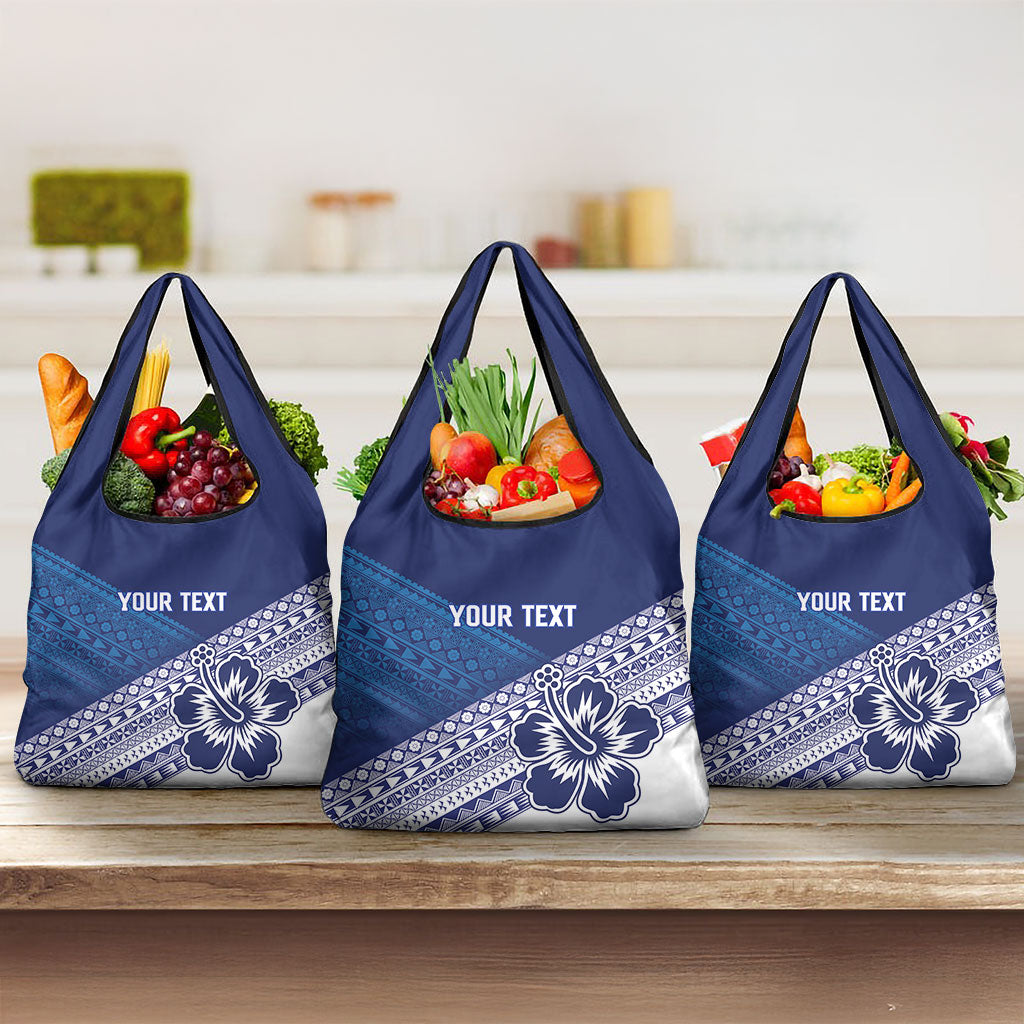 Custom Rugby Fiji Grocery Bag Blue Traditional Masi Inspired LT9 3-pack One Size Blue - Polynesian Pride