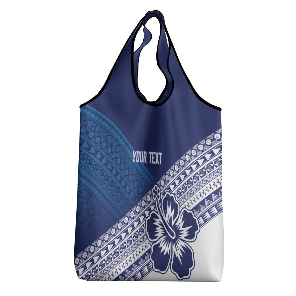 Custom Rugby Fiji Grocery Bag Blue Traditional Masi Inspired LT9 - Polynesian Pride