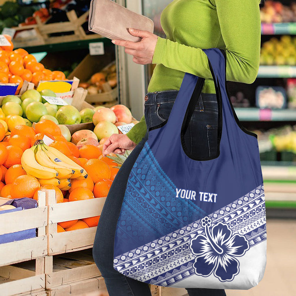 Custom Rugby Fiji Grocery Bag Blue Traditional Masi Inspired LT9 - Polynesian Pride
