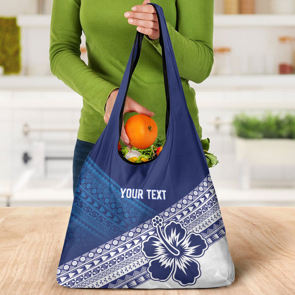 Custom Rugby Fiji Grocery Bag Blue Traditional Masi Inspired LT9 - Polynesian Pride