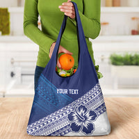 Custom Rugby Fiji Grocery Bag Blue Traditional Masi Inspired LT9 - Polynesian Pride