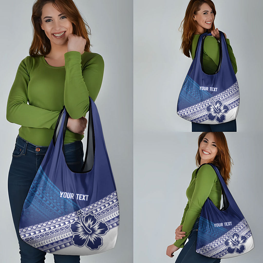 Custom Rugby Fiji Grocery Bag Blue Traditional Masi Inspired LT9 - Polynesian Pride