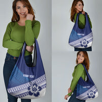 Custom Rugby Fiji Grocery Bag Blue Traditional Masi Inspired LT9 - Polynesian Pride