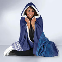 Custom Rugby Fiji Hooded Blanket Blue Traditional Masi Inspired LT9 - Polynesian Pride