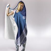 Custom Rugby Fiji Hooded Blanket Blue Traditional Masi Inspired LT9 - Polynesian Pride