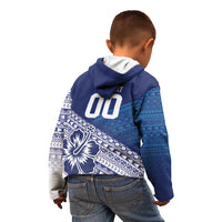 Custom Rugby Fiji Kid Hoodie Blue Traditional Masi Inspired LT9 - Polynesian Pride