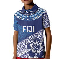 Custom Rugby Fiji Kid Polo Shirt Blue Traditional Masi Inspired LT9 Kid Blue - Polynesian Pride