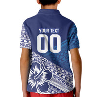 Custom Rugby Fiji Kid Polo Shirt Blue Traditional Masi Inspired LT9 - Polynesian Pride