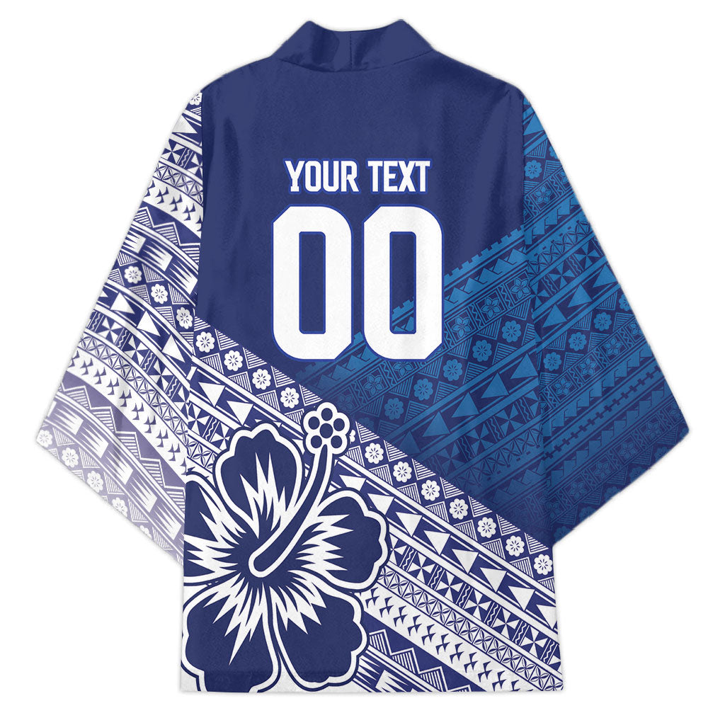 Custom Rugby Fiji Kimono Blue Traditional Masi Inspired LT9 - Polynesian Pride