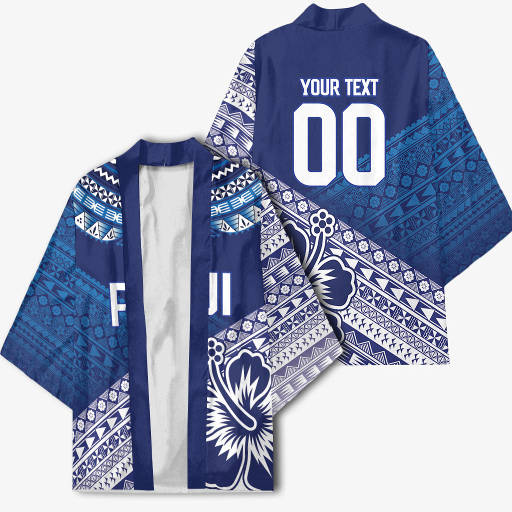 Custom Rugby Fiji Kimono Blue Traditional Masi Inspired LT9 - Polynesian Pride