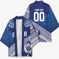 Custom Rugby Fiji Kimono Blue Traditional Masi Inspired LT9 - Polynesian Pride