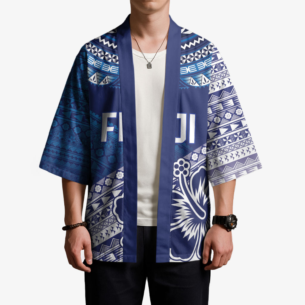 Custom Rugby Fiji Kimono Blue Traditional Masi Inspired LT9 - Polynesian Pride