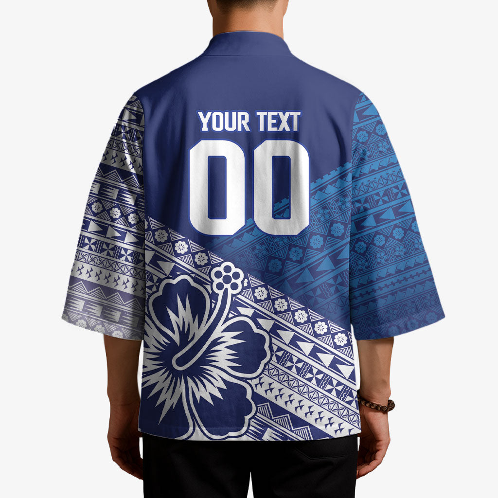 Custom Rugby Fiji Kimono Blue Traditional Masi Inspired LT9 - Polynesian Pride