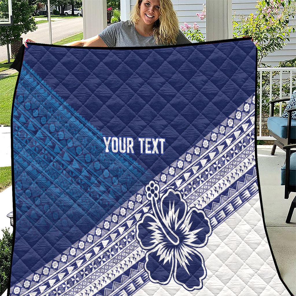 Custom Rugby Fiji Quilt Blue Traditional Masi Inspired LT9 Blue - Polynesian Pride