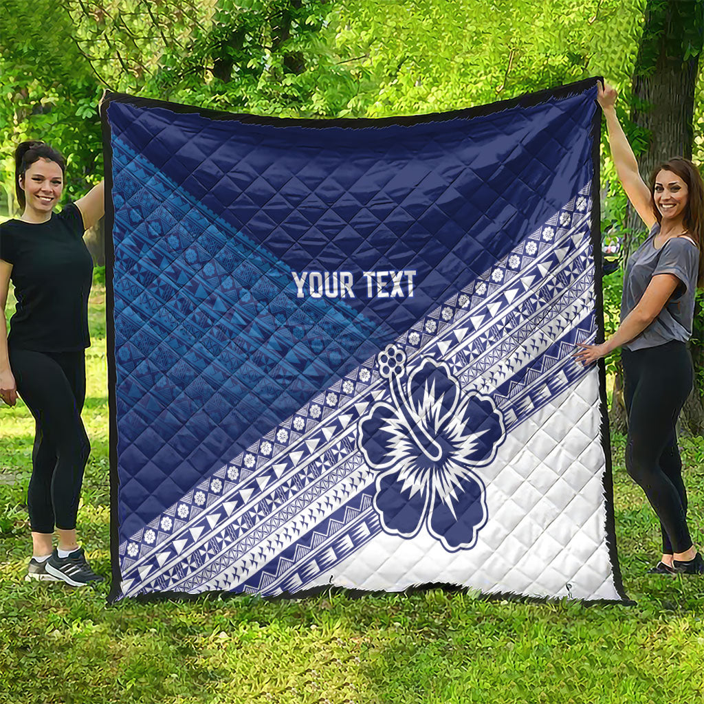 Custom Rugby Fiji Quilt Blue Traditional Masi Inspired LT9 - Polynesian Pride