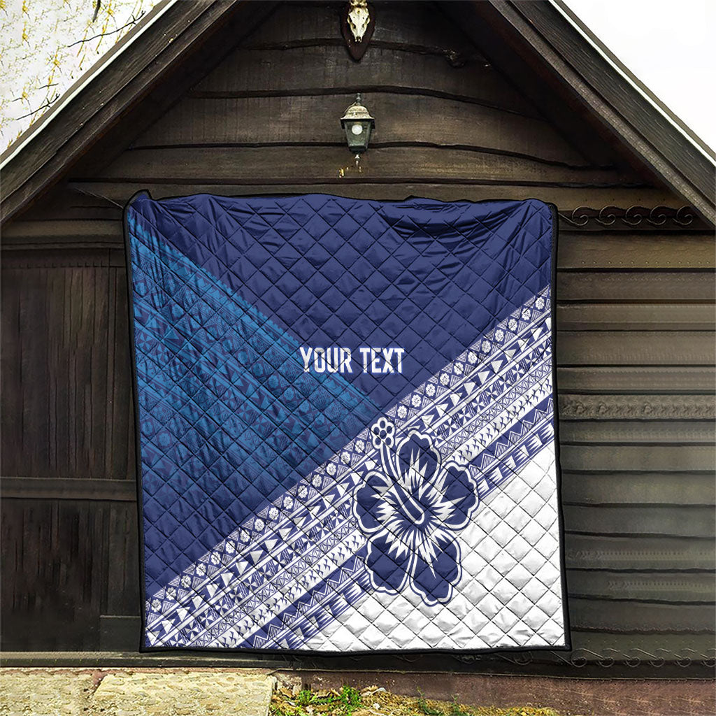 Custom Rugby Fiji Quilt Blue Traditional Masi Inspired LT9 - Polynesian Pride