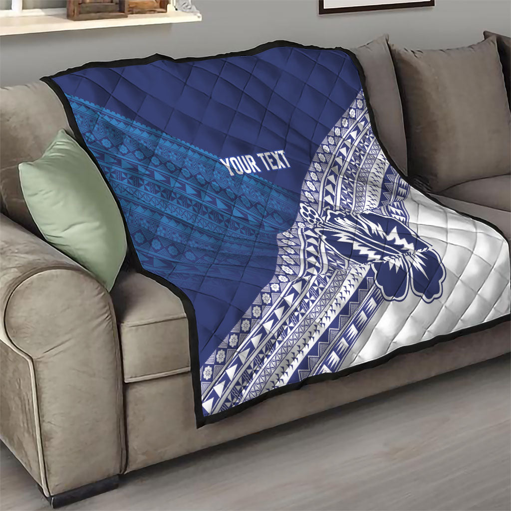 Custom Rugby Fiji Quilt Blue Traditional Masi Inspired LT9 - Polynesian Pride