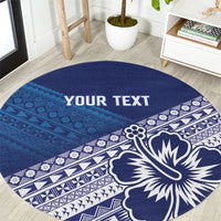 Custom Rugby Fiji Round Carpet Blue Traditional Masi Inspired LT9 Blue - Polynesian Pride