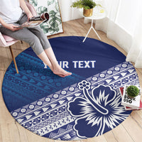 Custom Rugby Fiji Round Carpet Blue Traditional Masi Inspired LT9 - Polynesian Pride